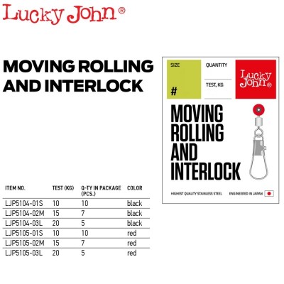 Agrafa cu vartej culisant Lucky John Moving Rolling and Interlock : Marime - 03L