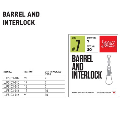 Agrafa cu vartej Lucky John Barrel and Interlock : Culoare - 014